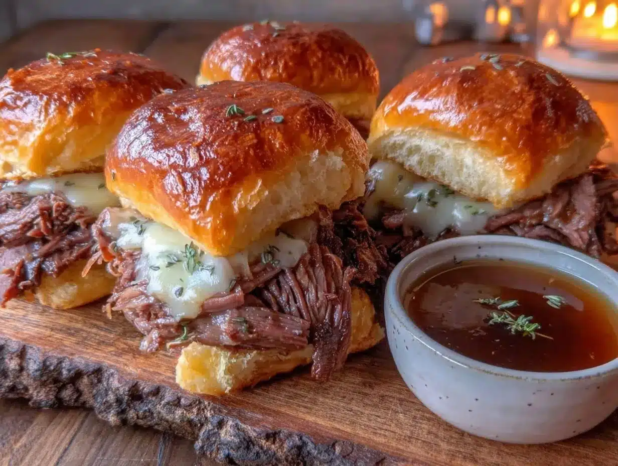 Tender Crockpot French Dip Sliders preparation steps