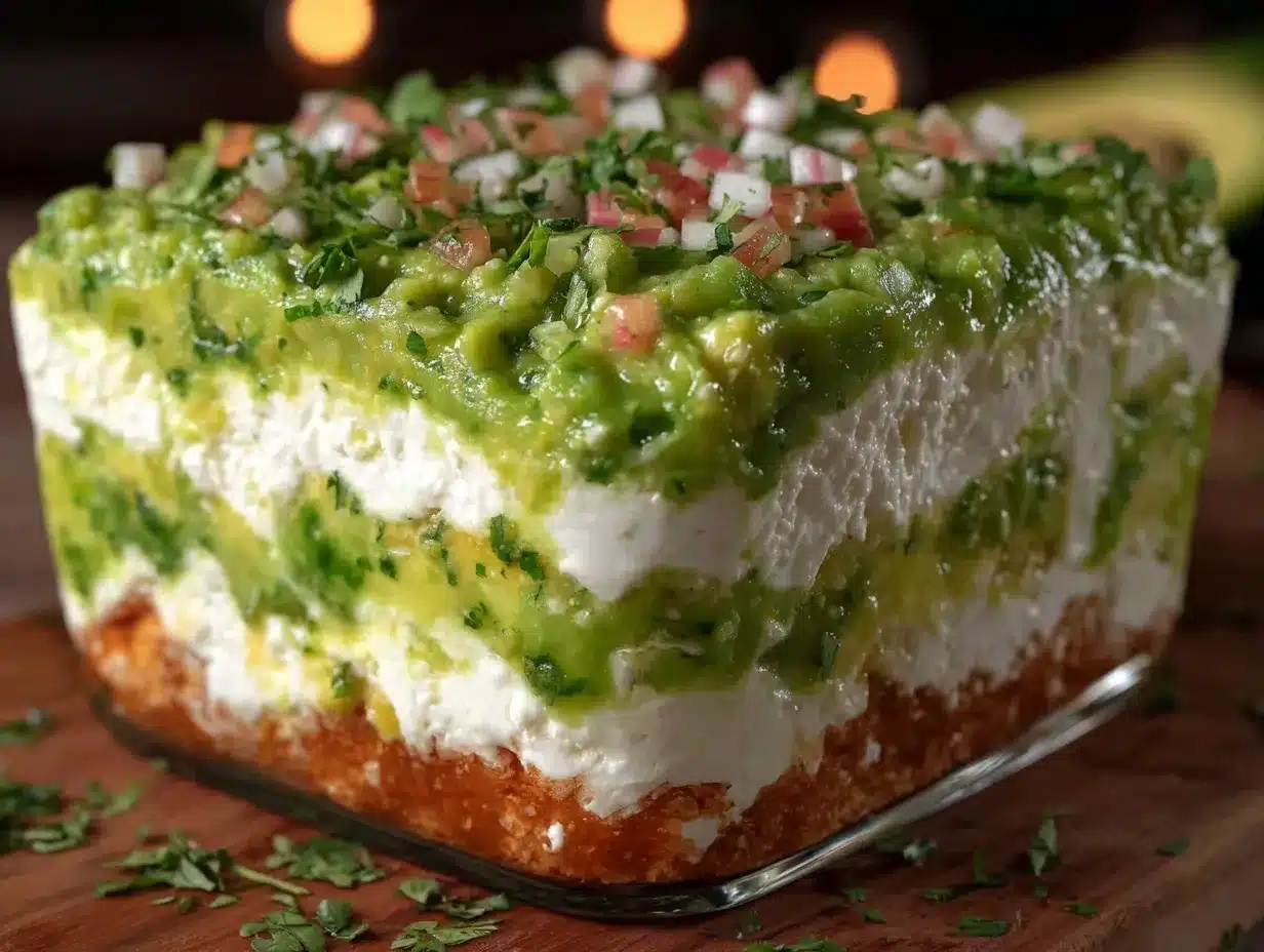 5-layered cream cheese salsa verde dip preparation steps