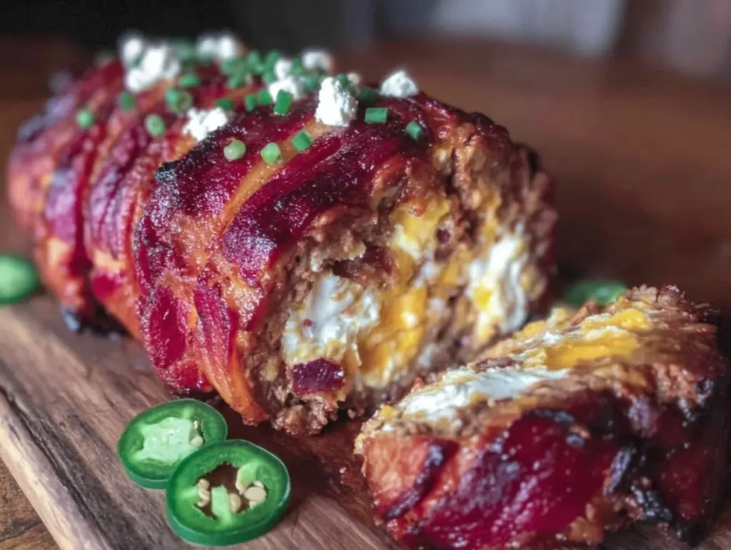 bacon wrapped jalapeño popper smoked meatloaf - featured image