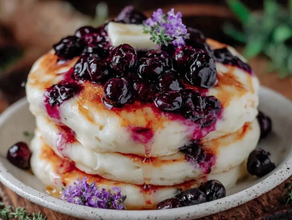 blueberry lavender ricotta pancakes - featured image
