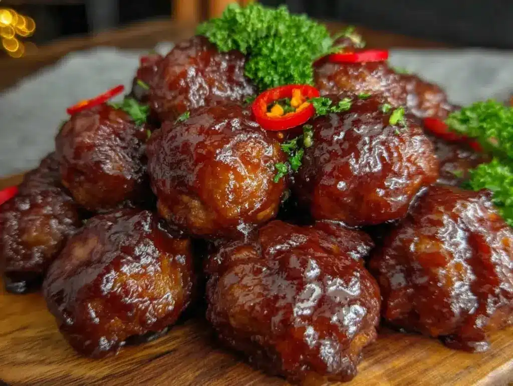 bourbon glazed meatballs - featured image