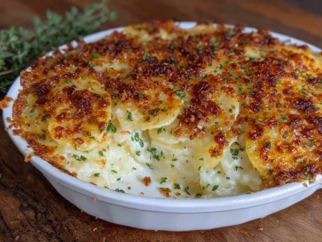 brown butter scalloped potatoes au gratin - featured image
