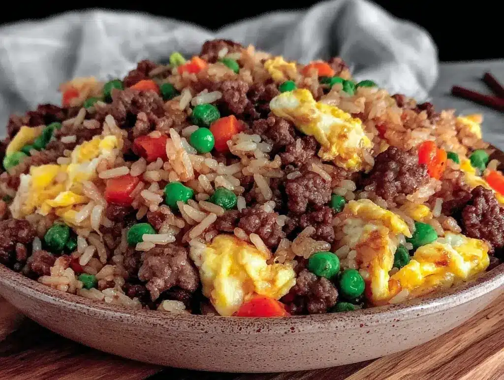 budget-friendly crispy ground beef fried rice - featured image