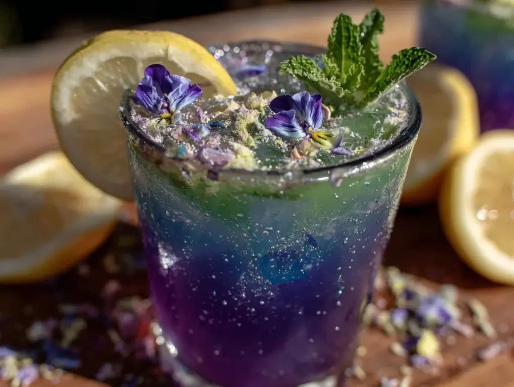 butterfly pea flower lemonade mocktail - featured image