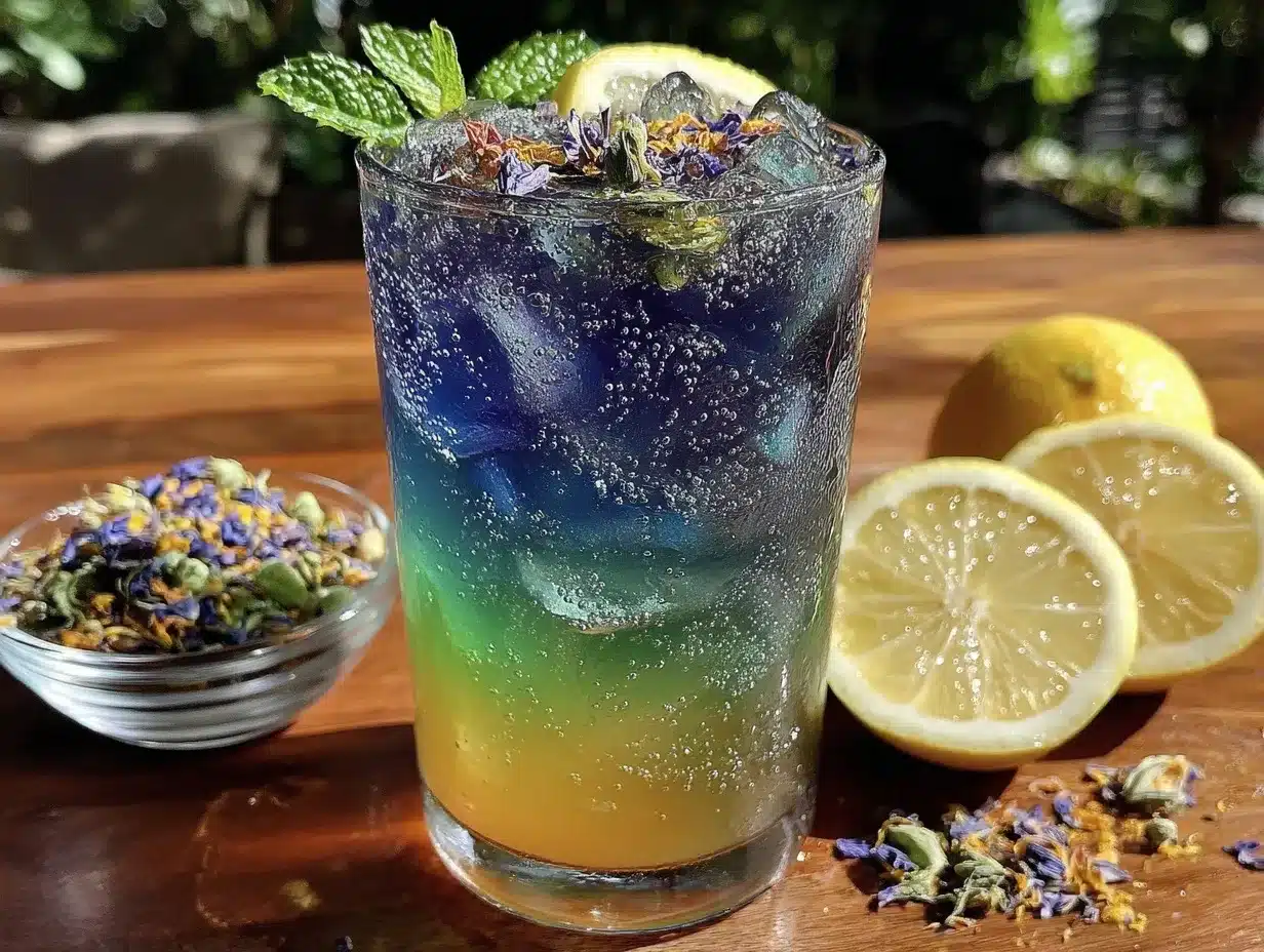 butterfly pea flower lemonade mocktail preparation steps