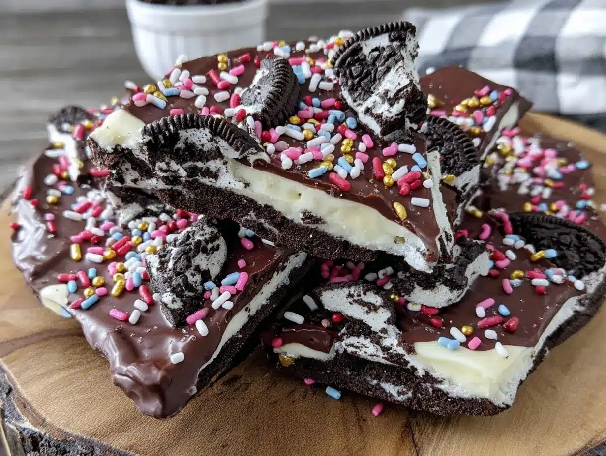 Cap and Gown Oreo Chocolate Bark Slab preparation steps