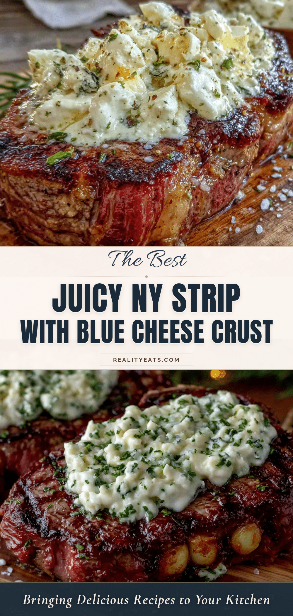 cast iron pan seared ny strip with blue cheese crust recipe