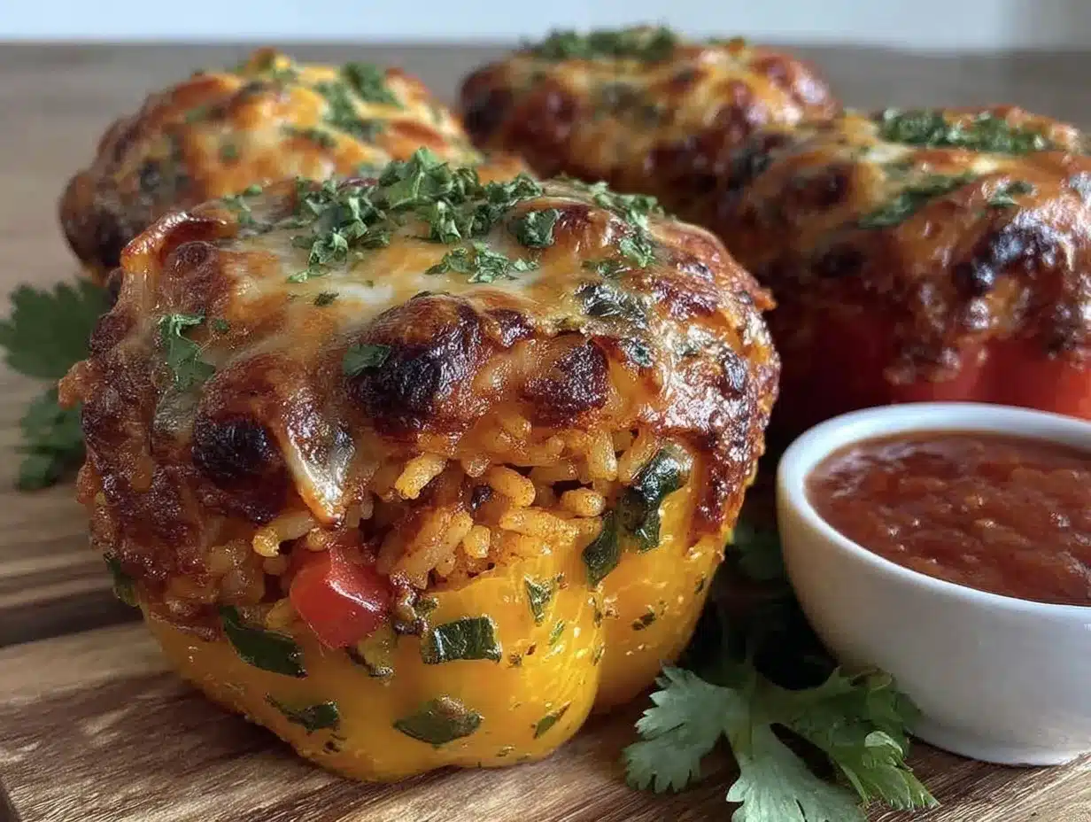 cozy loaded stuffed bell peppers with rice preparation steps