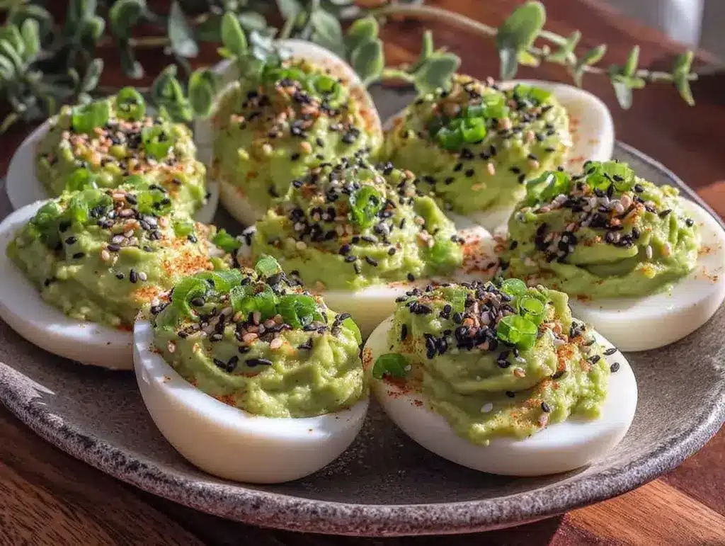 creamy avocado deviled eggs - featured image