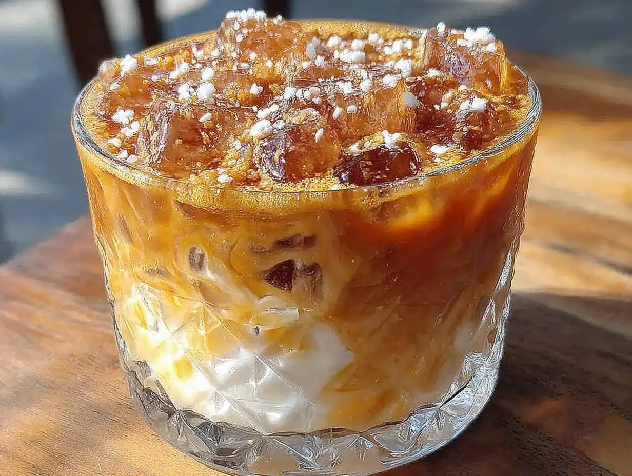 creamy iced brown sugar oat milk shaken espresso preparation steps