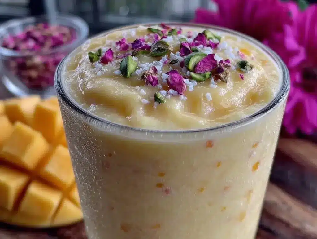 creamy mango lassi - featured image