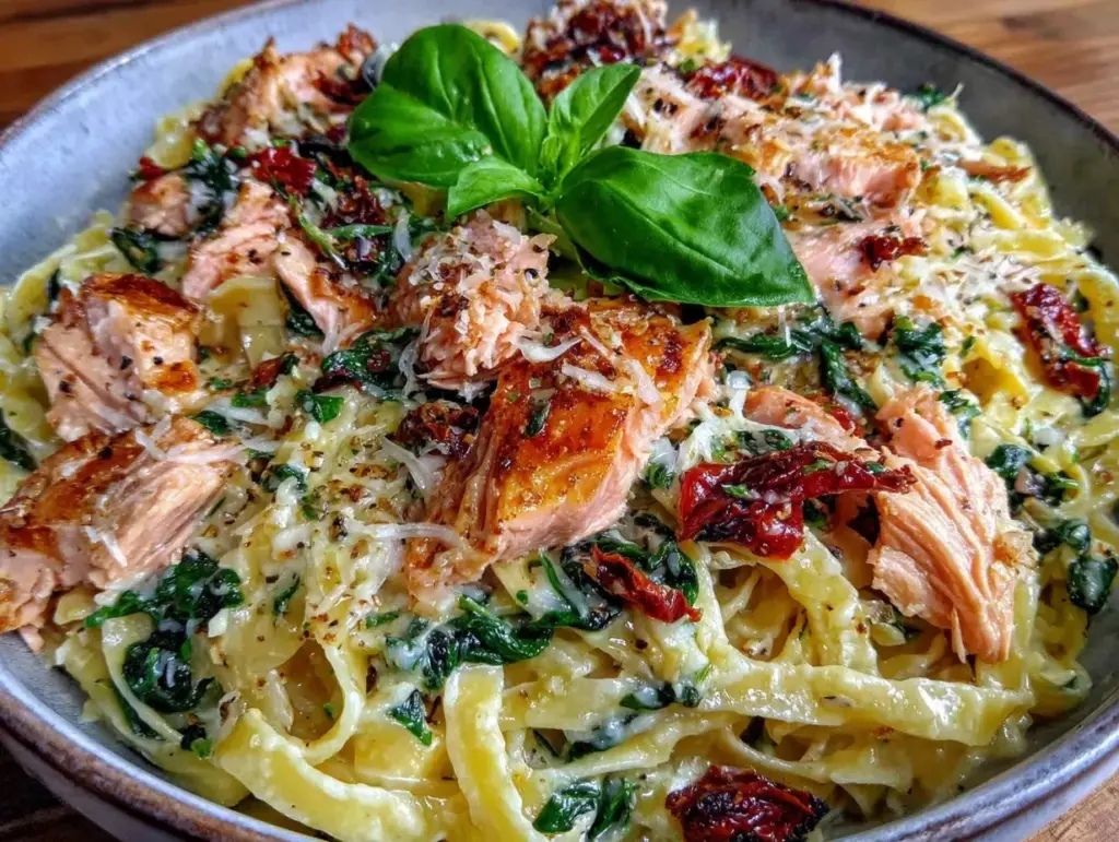 creamy one pot tuscan salmon pasta - featured image