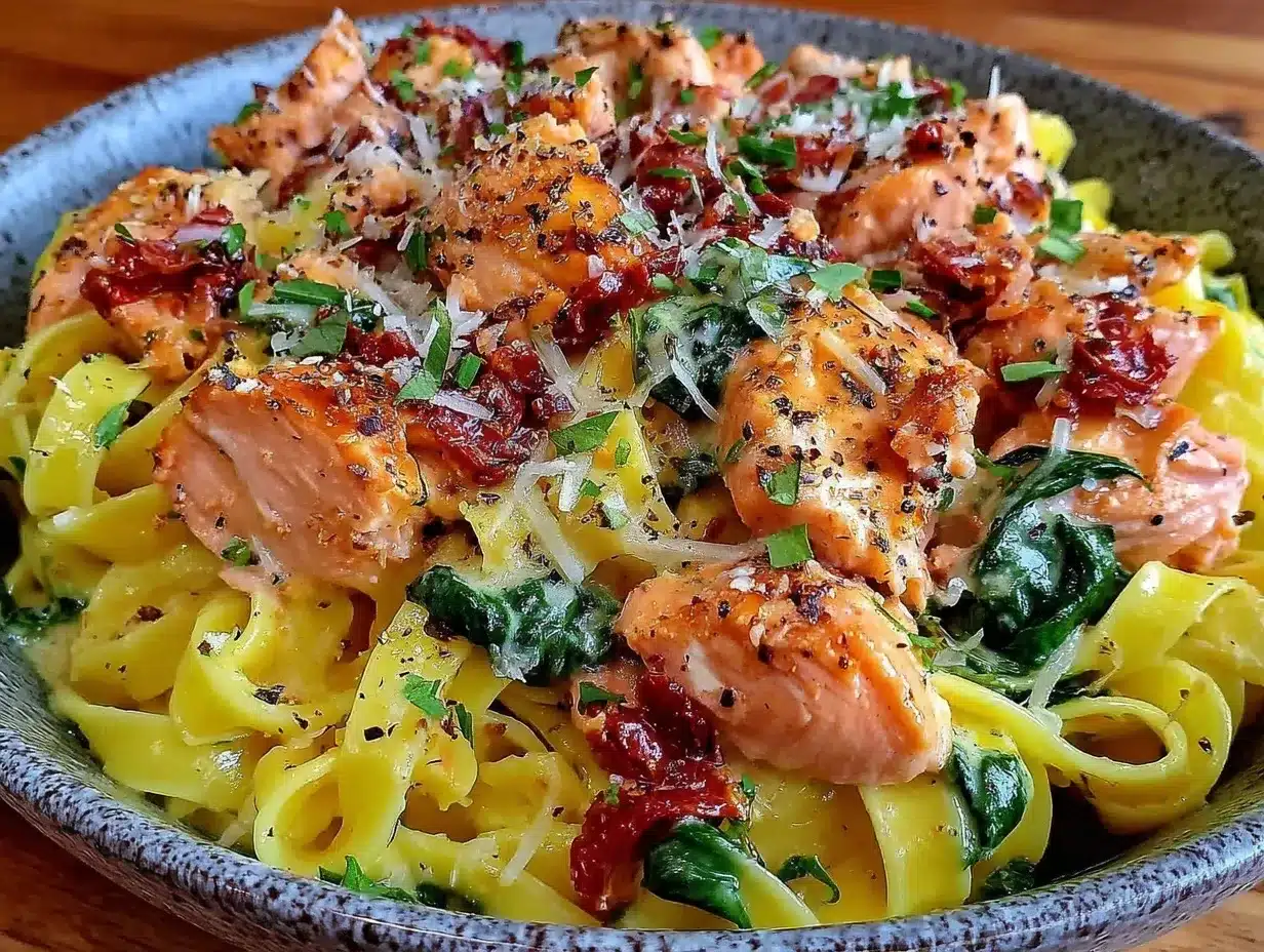 creamy one pot tuscan salmon pasta preparation steps