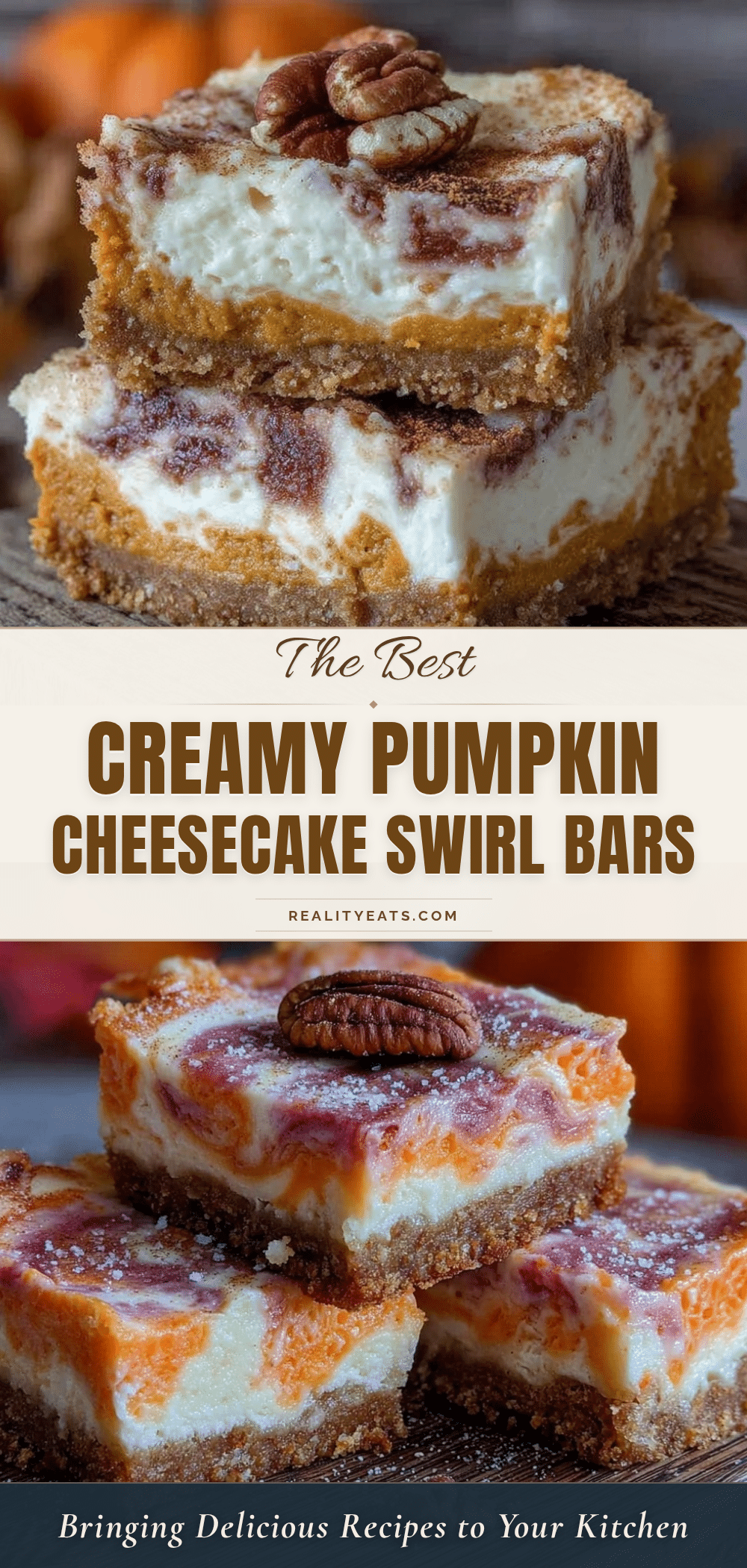 creamy pumpkin cheesecake swirl bars recipe