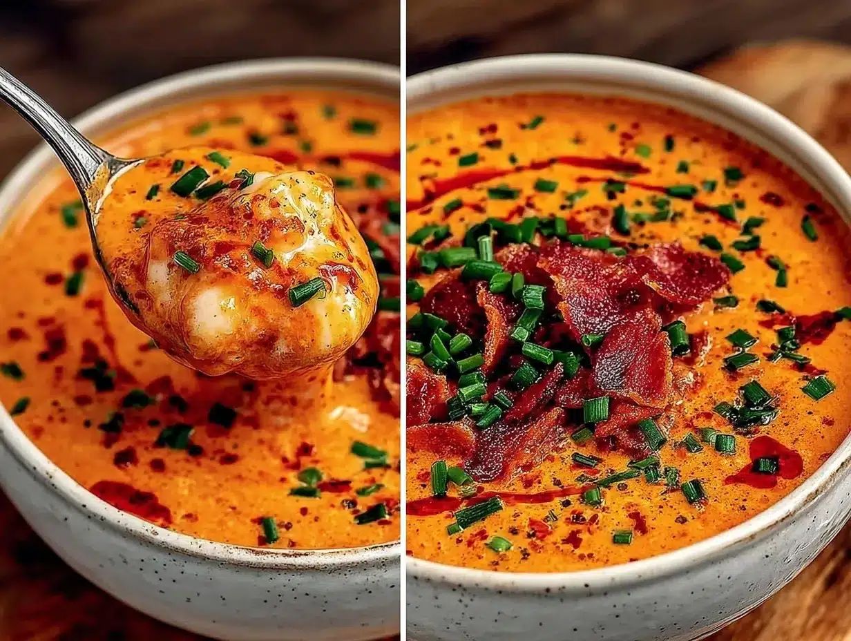 creamy roasted red pepper and smoked gouda bisque preparation steps