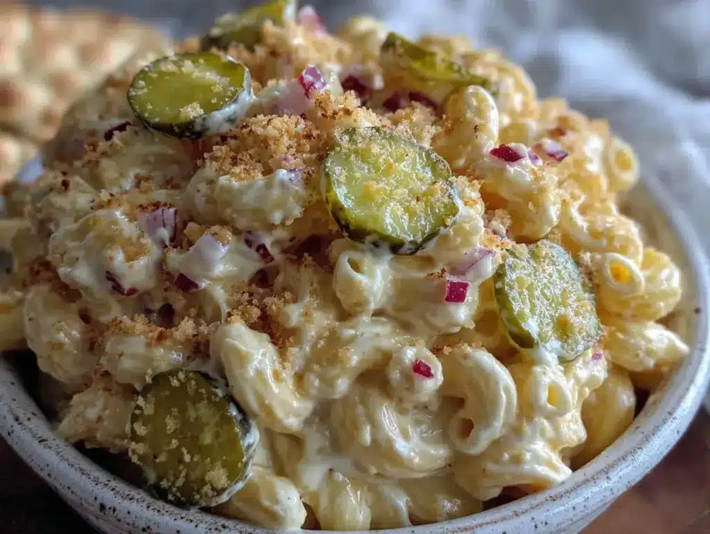creamy southern macaroni salad - featured image