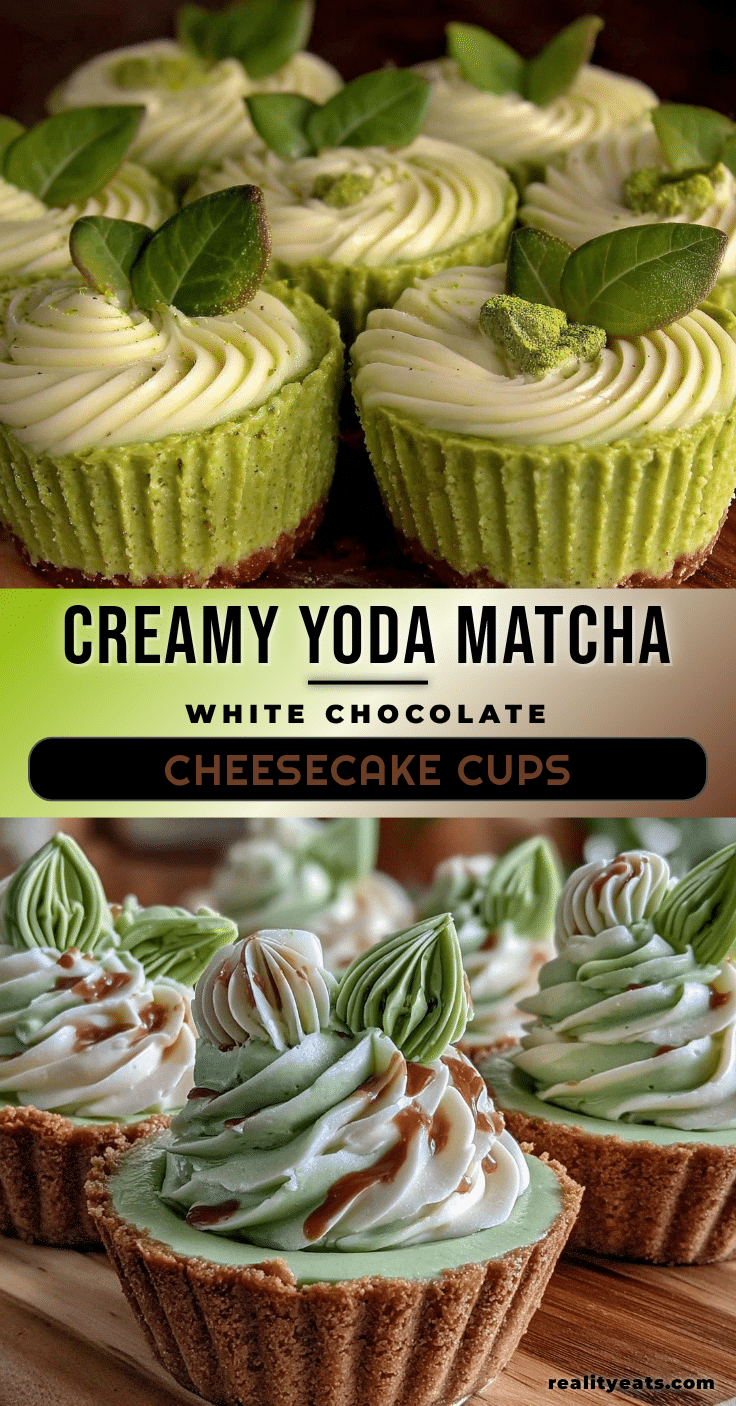 Creamy Yoda Matcha White Chocolate Cheesecake Cups recipe
