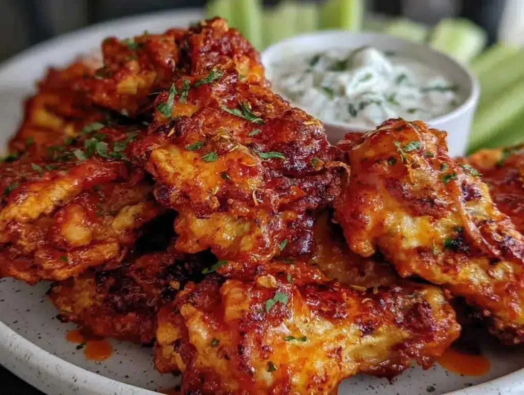 crispy buffalo air fryer chicken wings - featured image