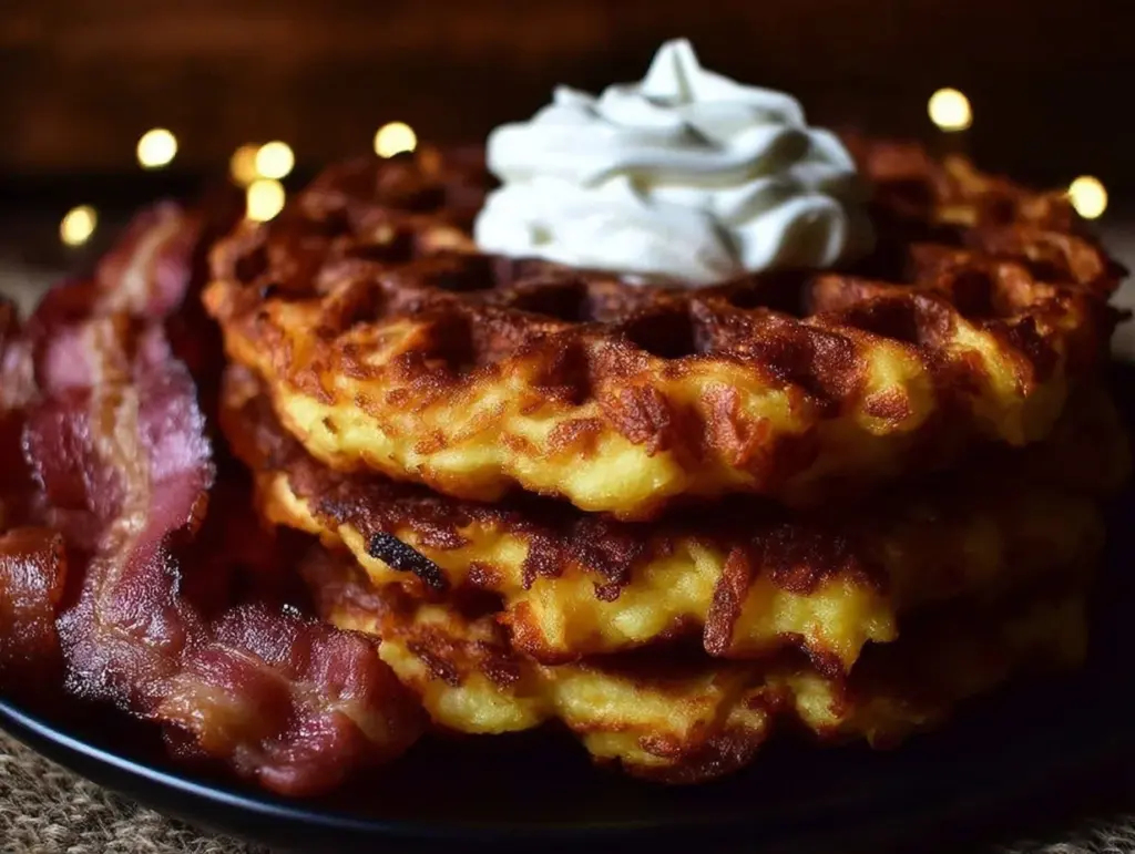 crispy hash brown waffles - featured image