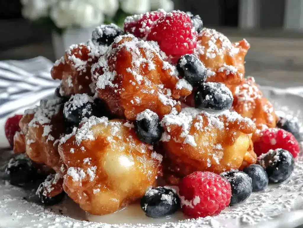 crispy patriotic funnel cake bites - featured image