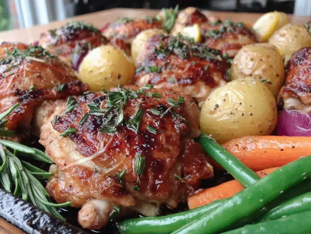 crispy sheet pan lemon herb chicken - featured image