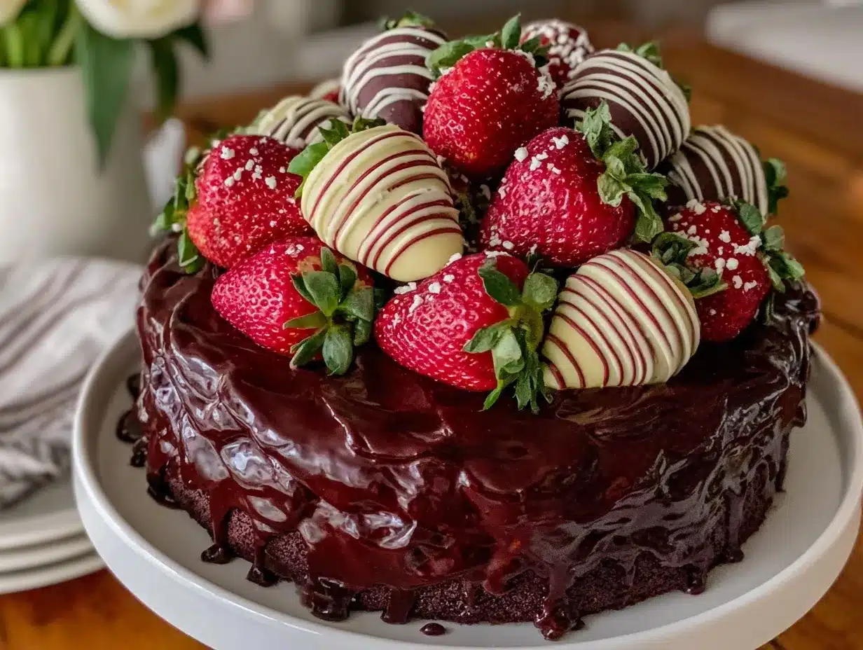 decadent chocolate covered strawberry bouquet cake preparation steps