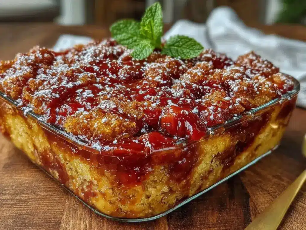 easy rhubarb dump cake - featured image