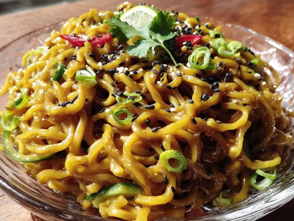 fresh cold sesame noodle salad - featured image