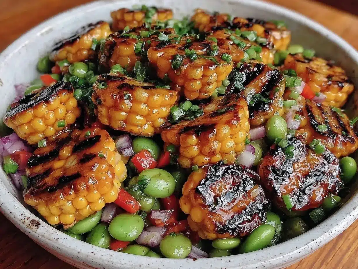 Fresh Honey Old Bay Grilled Corn Succotash Salad preparation steps