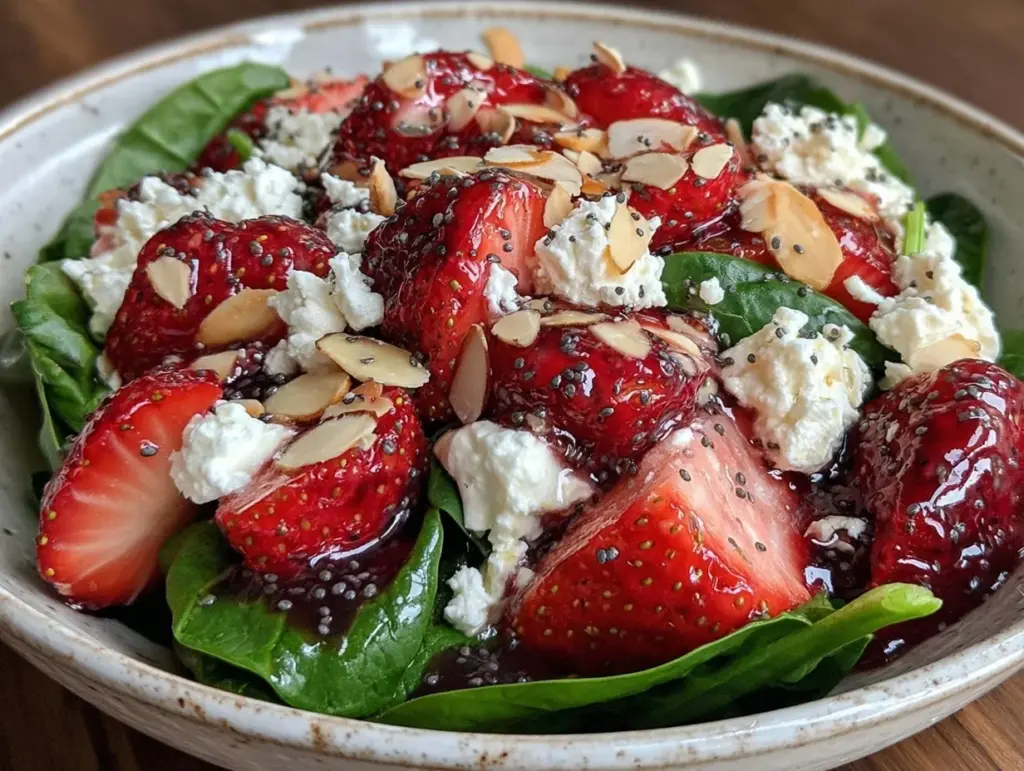 fresh strawberry spinach salad - featured image