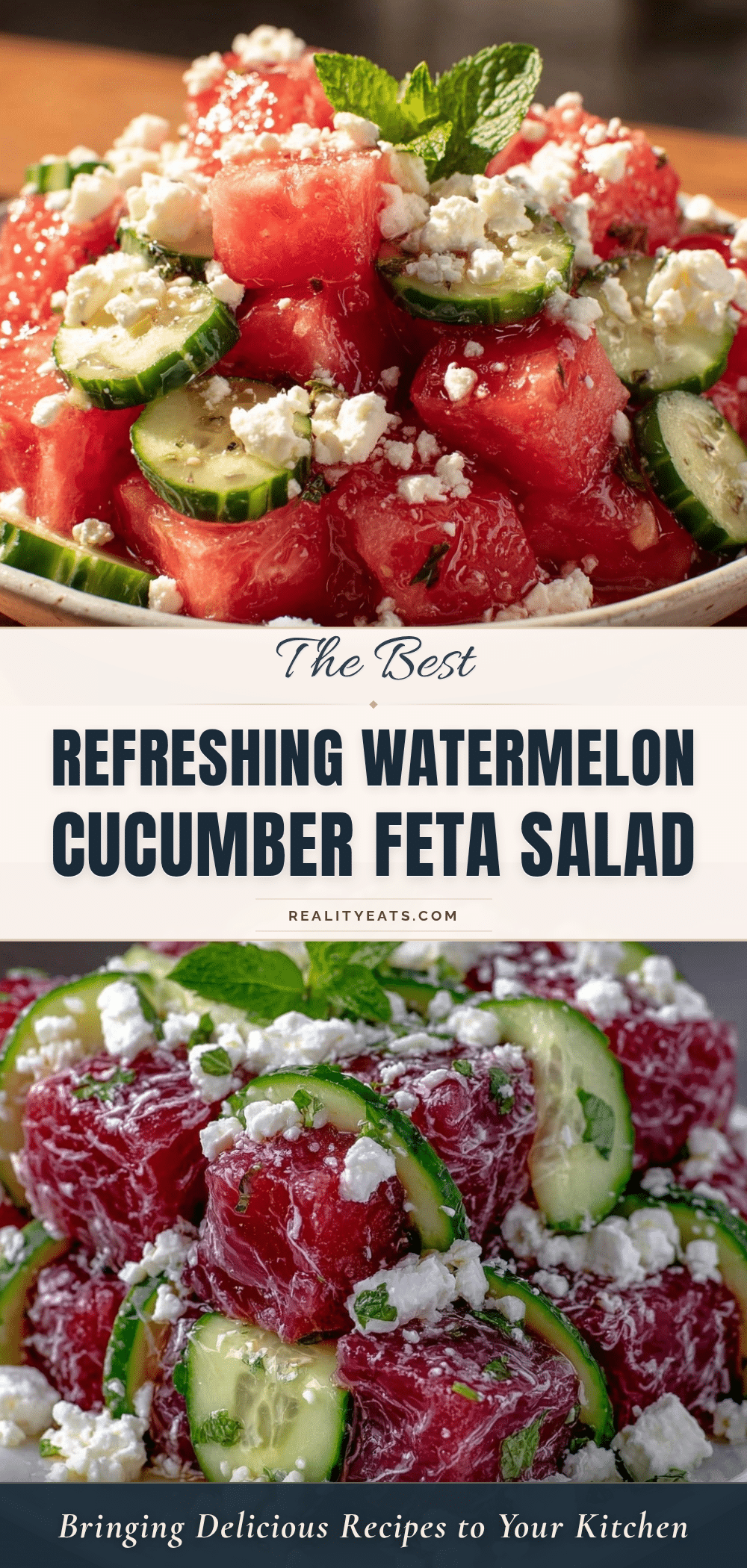 Fresh Watermelon Cucumber Feta Mint Salad recipe