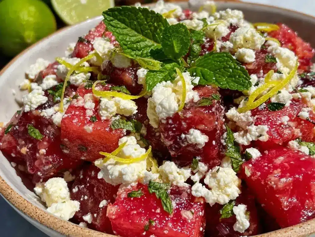 fresh watermelon feta salad - featured image