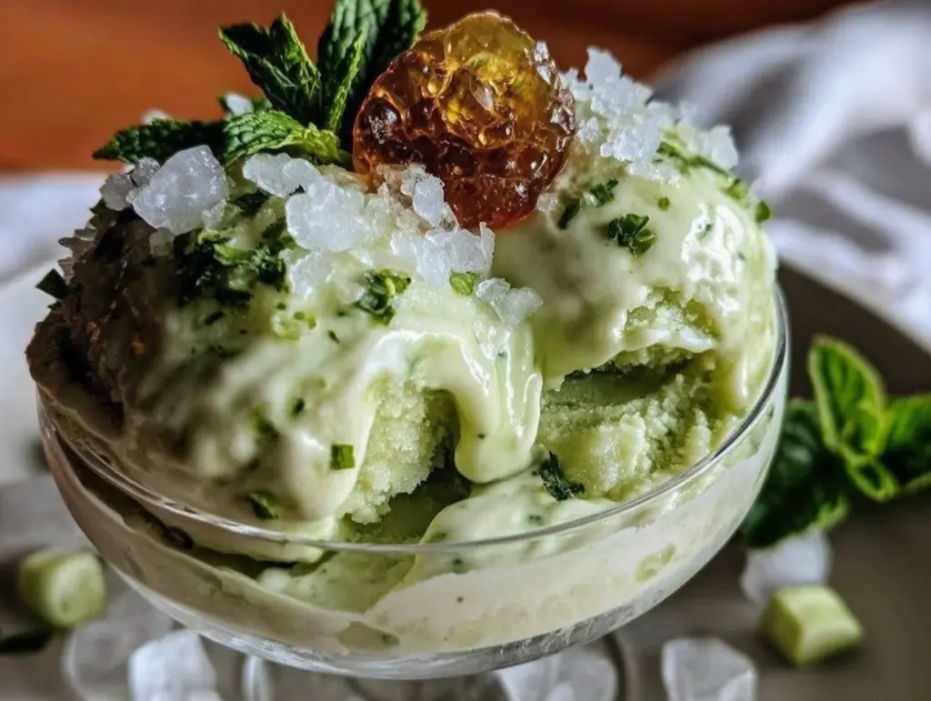 frozen mint julep sorbet - featured image