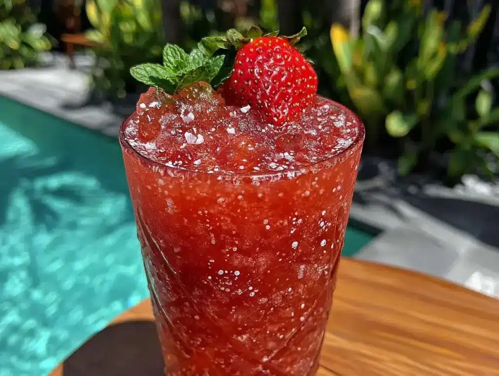 frozen strawberry rosé frosé slushie - featured image