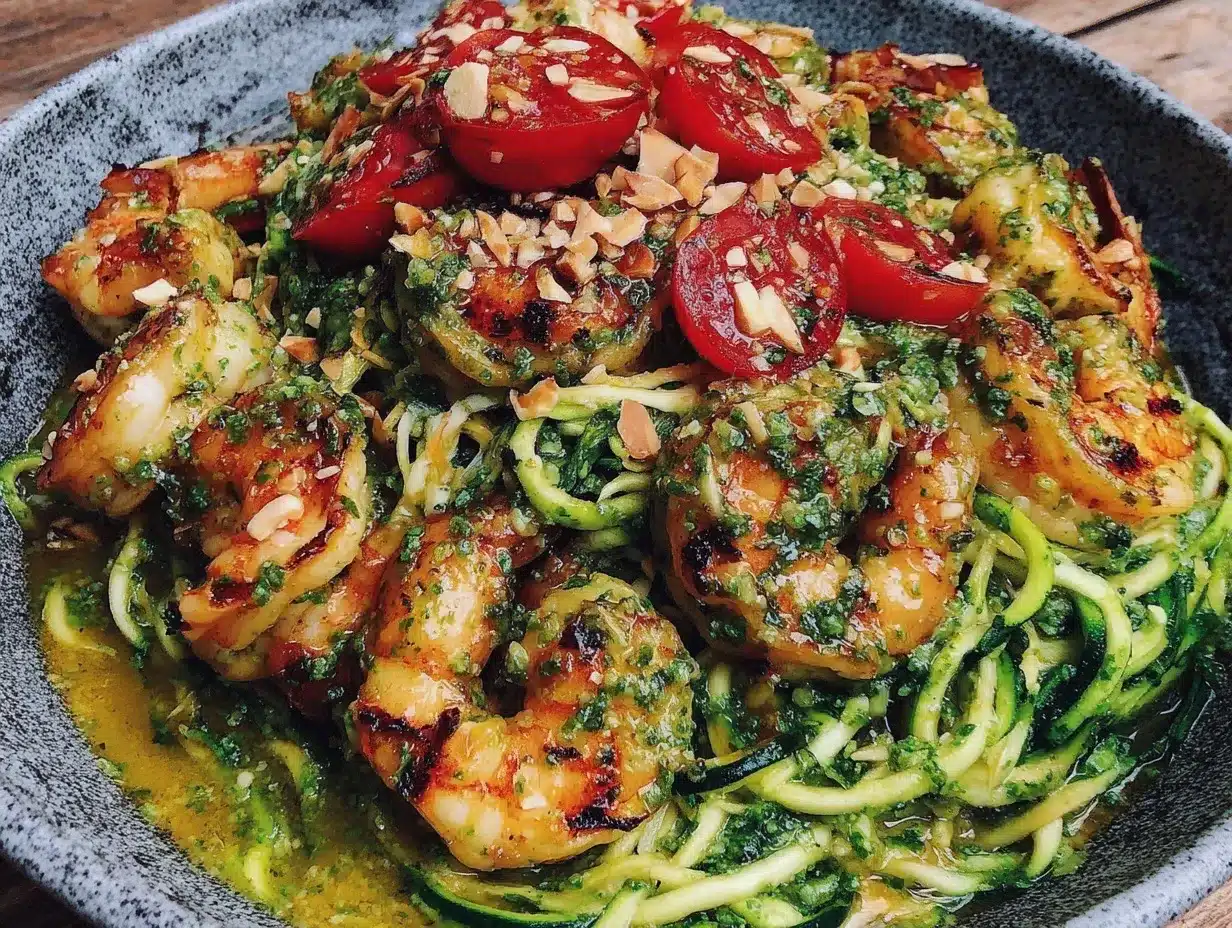 grilled shrimp zucchini noodle bowl preparation steps