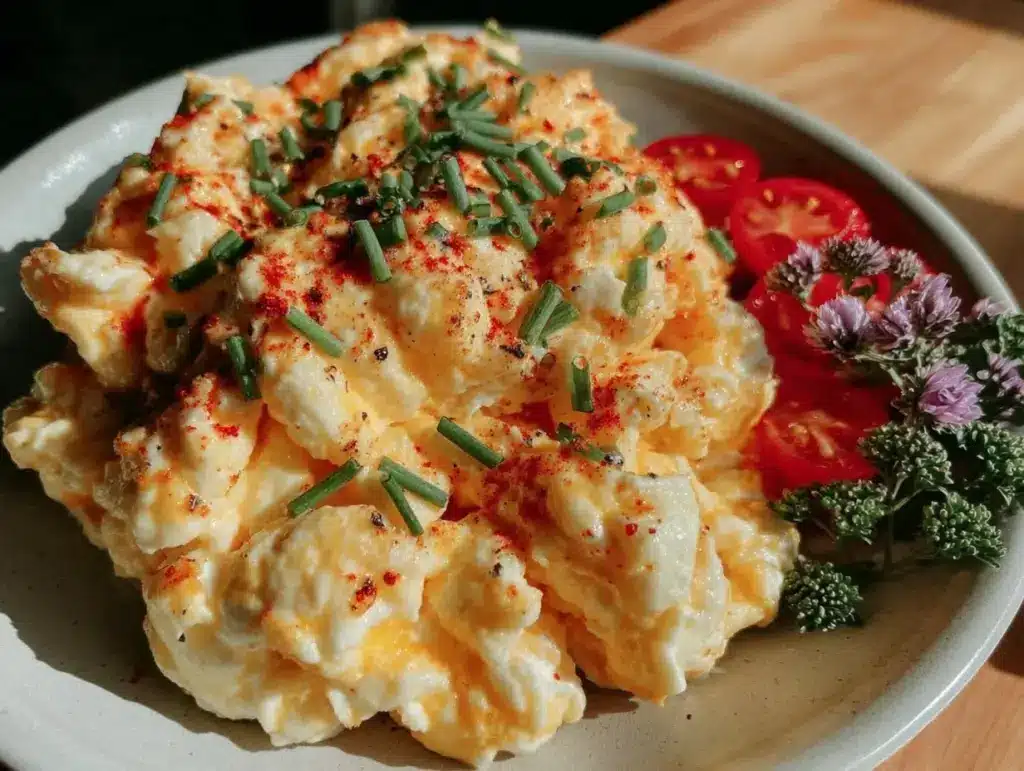 healthy cottage cheese scrambled eggs - featured image