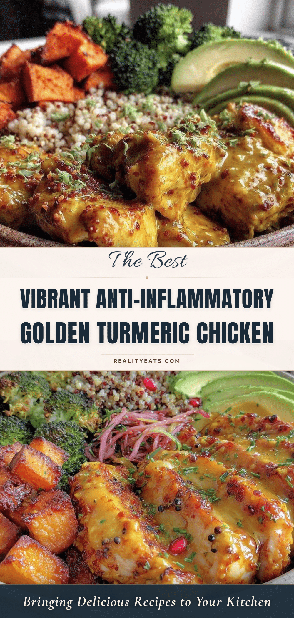 healthy golden turmeric chicken bowl recipe