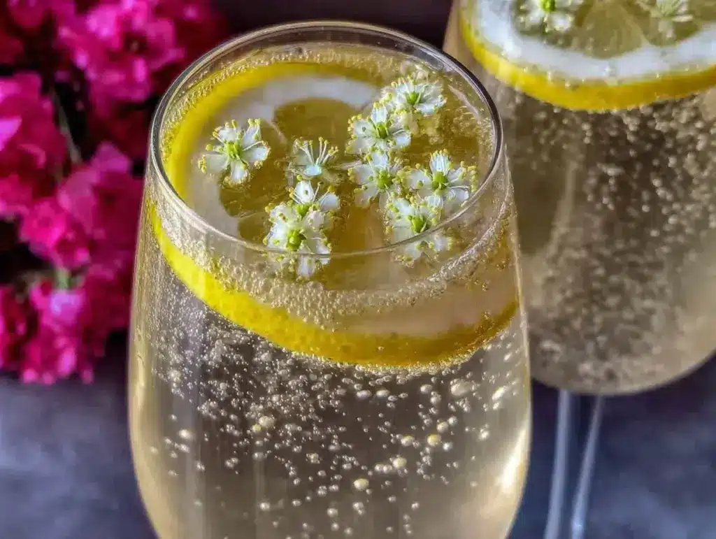 lemon elderflower mocktail spritzer punch - featured image