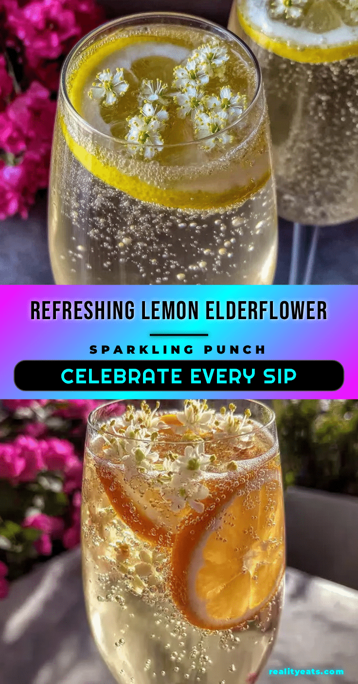 lemon elderflower mocktail spritzer punch recipe