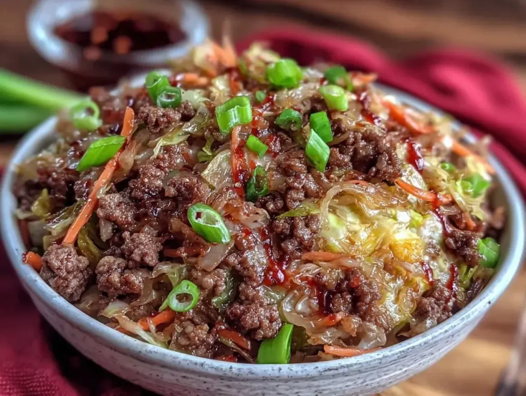 low carb egg roll in a bowl recipe - featured image