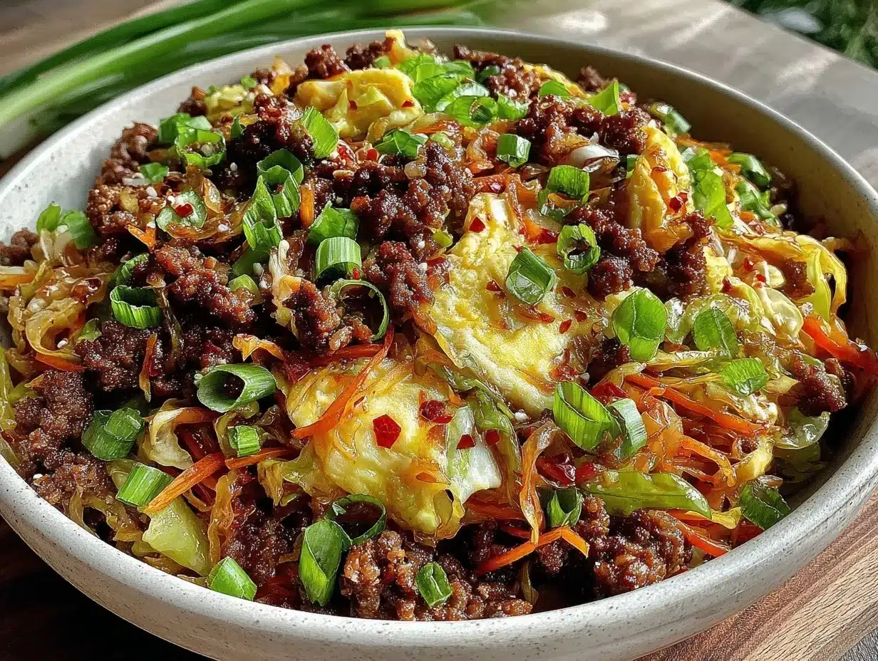 low carb egg roll in a bowl recipe preparation steps