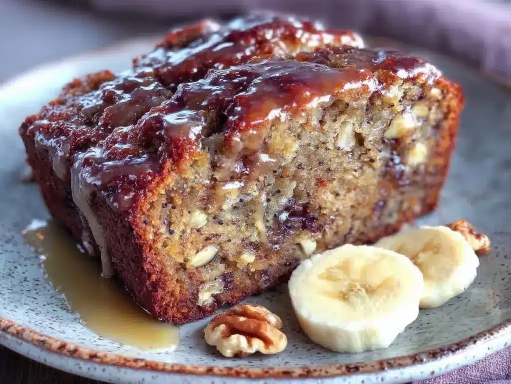 moist banana bread with brown butter glaze - featured image