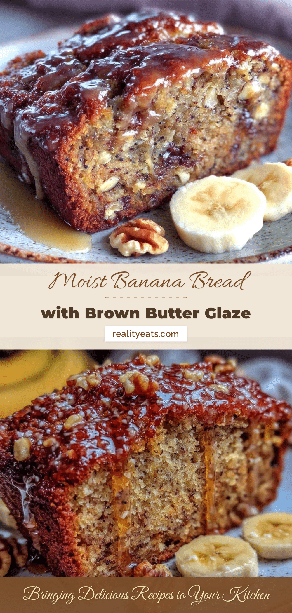 moist banana bread with brown butter glaze recipe
