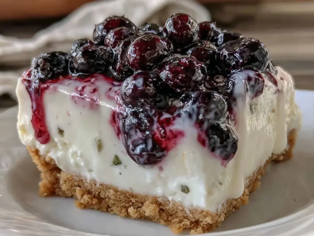 no bake blueberry lemon cheesecake - featured image