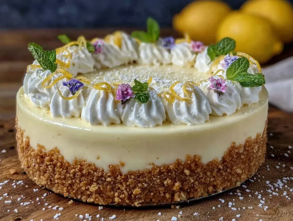 no-bake lemon curd mousse tart - featured image