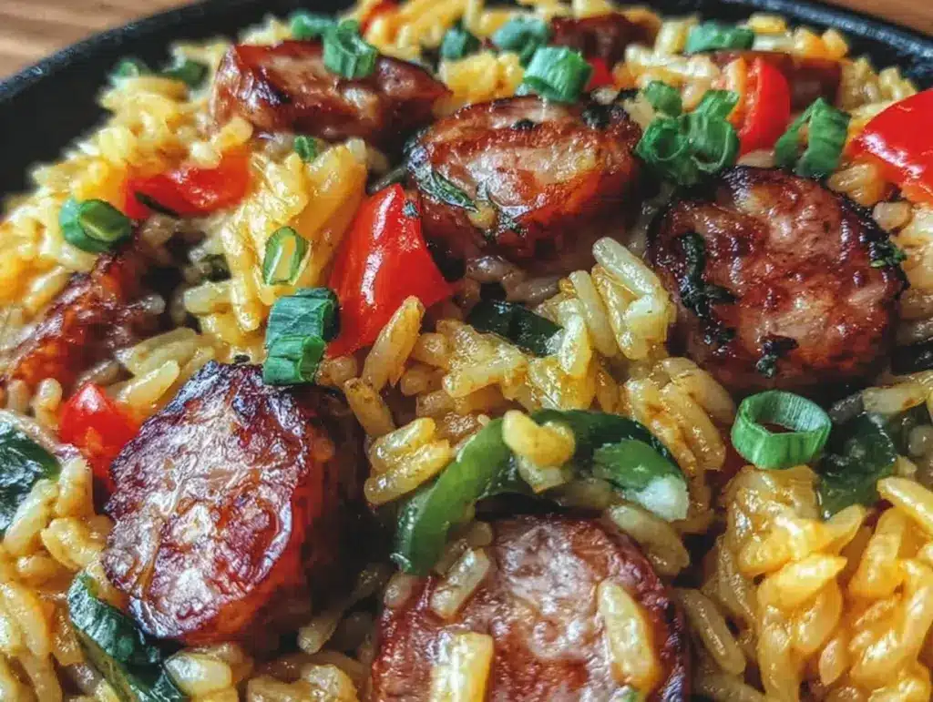 one-pot cajun sausage and rice skillet - featured image