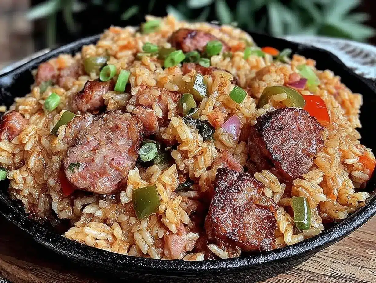one-pot cajun sausage and rice skillet preparation steps