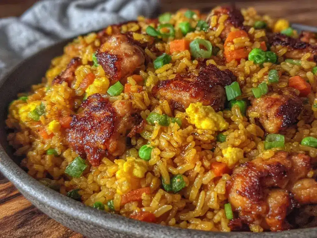 one-pot crispy chicken fried rice - featured image