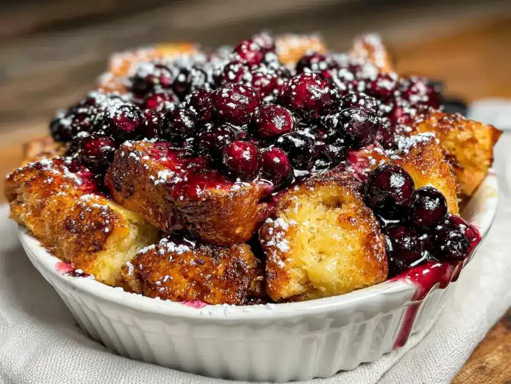 overnight blueberry french toast casserole - featured image