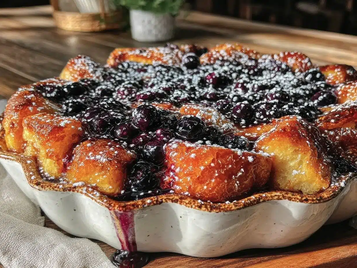 overnight blueberry french toast casserole preparation steps